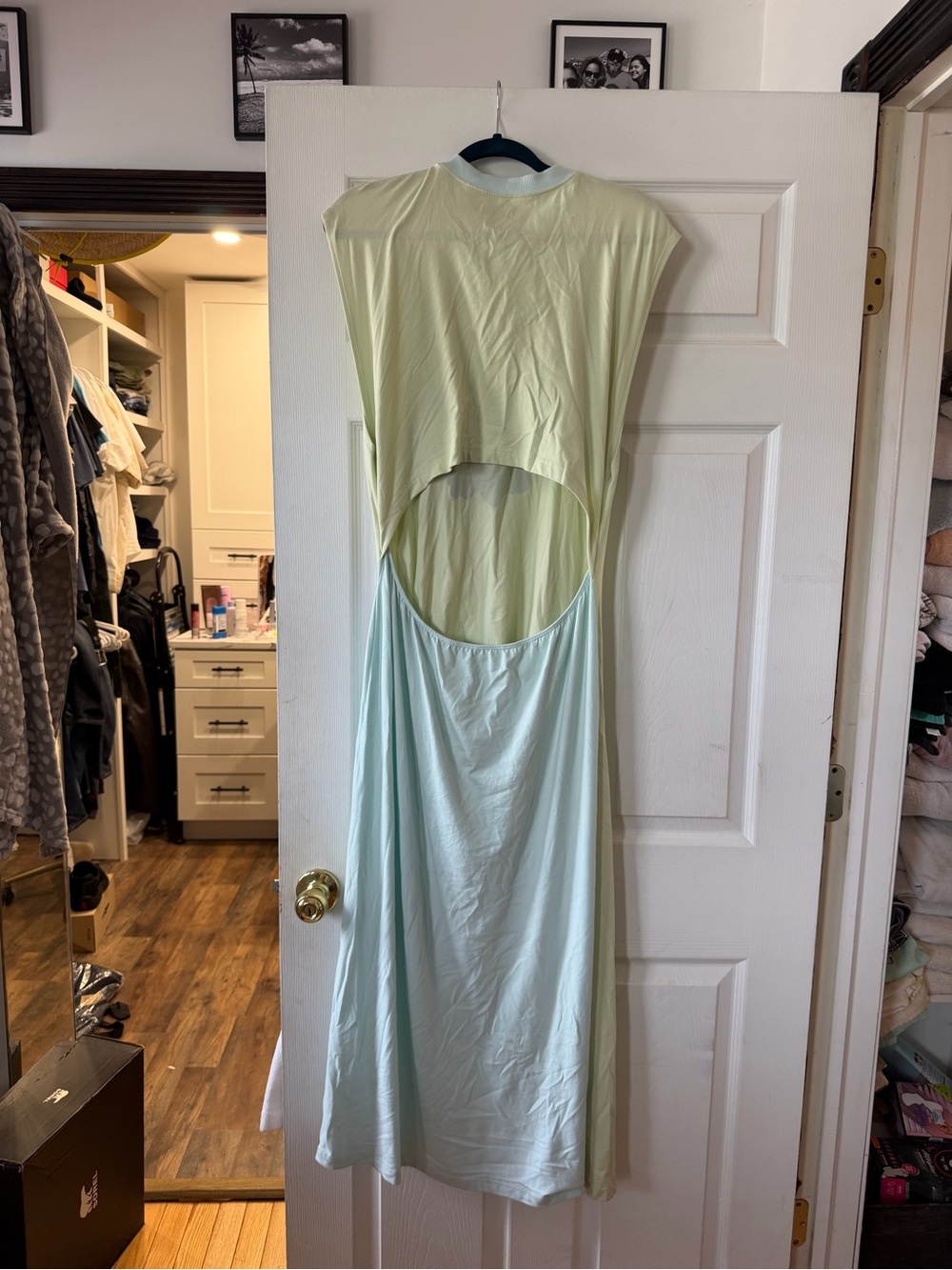 Sleeveless Light Green Maxi Dress with Blue Floral Print by AllSaints - Picture 3 of 4
